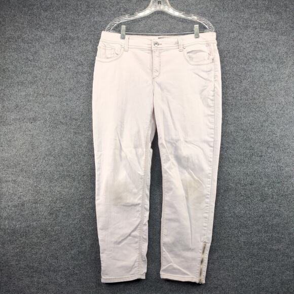 Chico's So Slimming Womens Pants Jeans Size 1.5 Beige Light Gray Ankle Zip - Picture 2 of 12